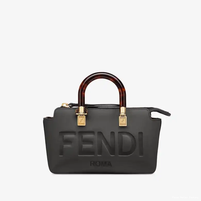 Affordable HOT Way Black By Logo Leather Calf Mini Boston ROMA In The Bag Fendi 0617